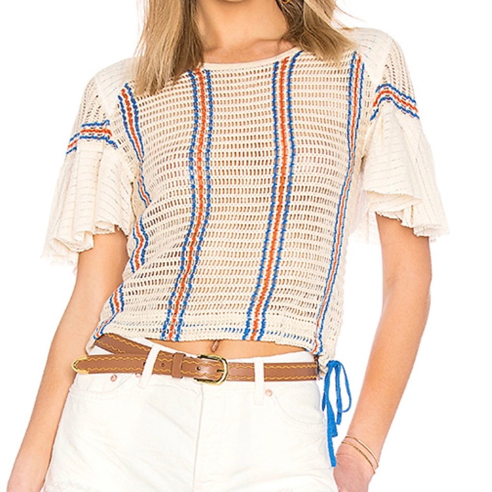 Free People babes only striped open knit top sz M